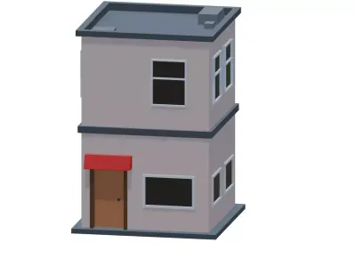 Stylized Low Poly City House - Game Ready Building Low-poly 3D model