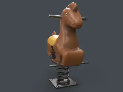 PBR Outdoor Spring Swing Playground Toy C Low-poly 3D model