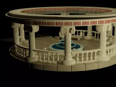 Ancient Greek Rotunda with Fountain 3D model