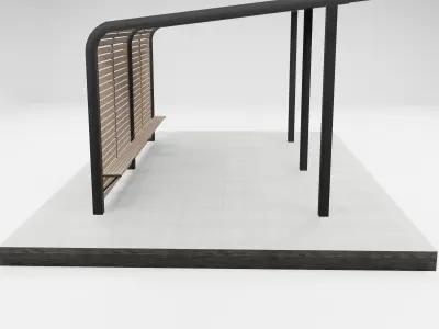 Pergola bus stop with wooden canopy 3D model