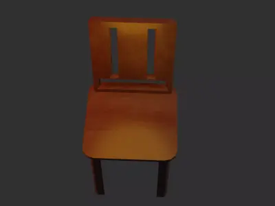  Living room chair in dark ancient style wood material Low-poly 3D model