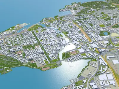 Tampere Finland 60km Low-poly 3D model