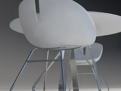 Fjord armchair and table stainless 3D model
