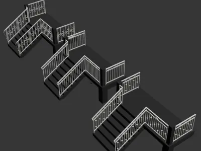  metal railings Low-poly 3D model