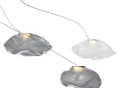 73-3-Semi-Rigid three light fixtures hanging from surface 3D model