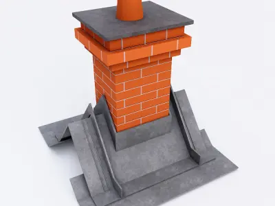 Chimney 3d model with bricks Low-poly 3D model