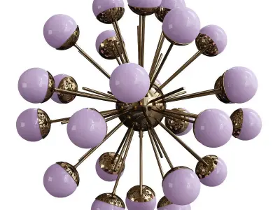  Brass Sputnik Chandelier with Lilac Low-poly 3D model