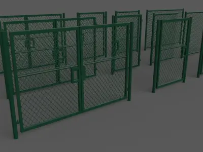 PBR Chain Link Fence For Court E Low-poly 3D model