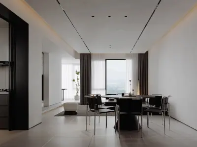 dark living room dining room bedroom 3D model