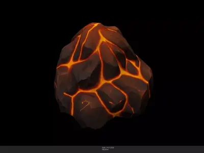 Stylized Lava Rock Game Ready - AI Low-poly 3D model purchase