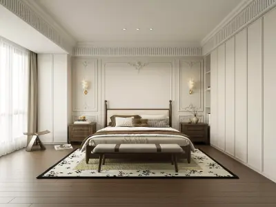 French Style Bedroom 3D Model 3D model