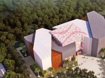 Futuristic Cultural Center with Geometric Massing 3D model