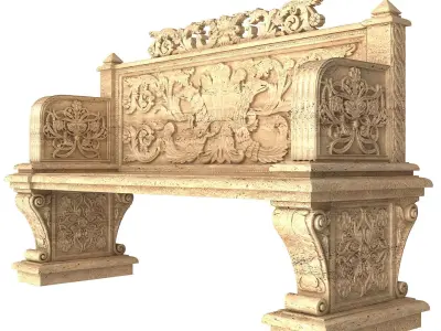 Stone Bench 04 Low-poly 3D model