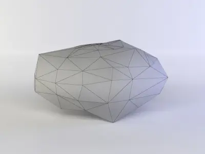 Flat rock small Low-poly 3D model