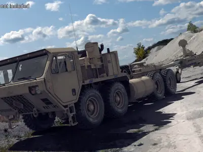  Military Oshkosh HEMTT with Artillery M777 Howitzer Rigged 