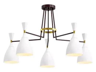 lumion-oliver-4494 five light chandelier with brass and shades 3D model