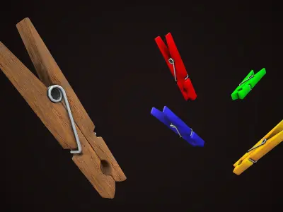 CLOTHESPIN CARTOON STYLIZED REALISTIC Low-poly 3D model