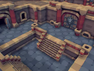 Modular Dungeon Set - Proto Series Low-poly 3D model