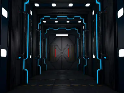 Sci Fi Corridor 3D model 104