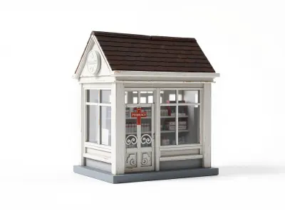 Whimsical Pharmacy Storefront 3D Model Pack Low-poly 3D model