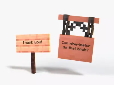 Minecraft Sign Rig Low-poly 3D model