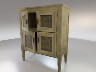 Worn farmhouse Cabinet Dresser Low-poly 3D model
