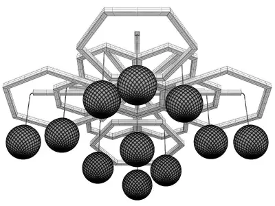 HEXAGON CHANDELIER WITH BALLOTTON SPHERES Low-poly 3D model