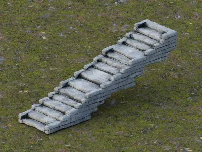 Stone Staircase Low-poly 3D model