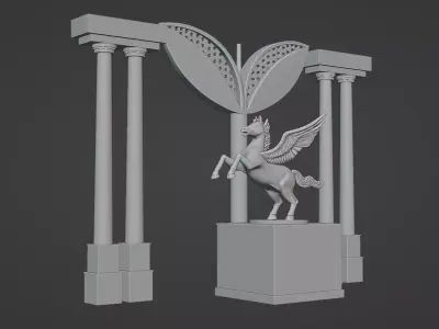 Winged Horse Monument  Low-poly 3D model