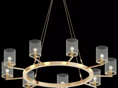 Tom Kirk Flute Chandelier Polished Gold 3D model