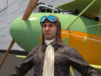  Vintage Pilot in Uniform A-Pose 