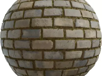 Weathered Gray Brick Pavers PBR Texture Texture