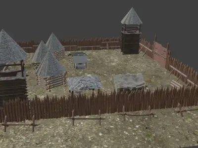 Wooden castle 3D model