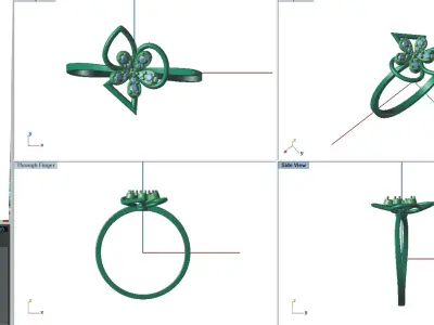 Solitaire Wedding Engagement Women Light Weight Flower Rings 3D print model buy