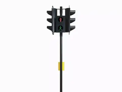 Double Traffic Light Walk Low-poly 3D model