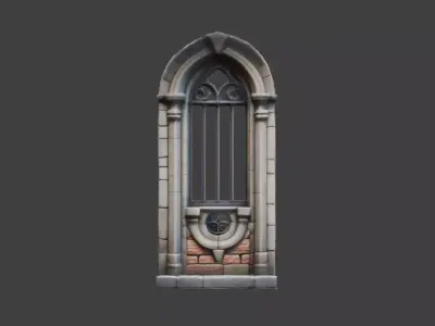 Brick Wall with a Narrow Window Low-poly 3D model