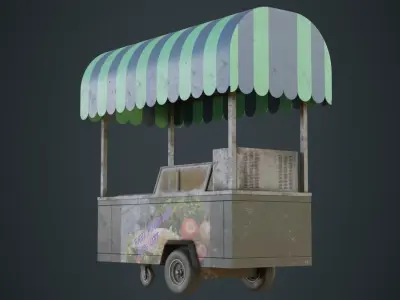 Food Cart 1B Low-poly 3D model
