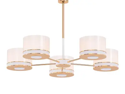 SL024 five light chandelier in gold with shades 3D model