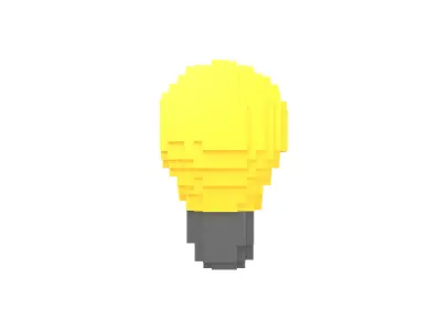 Voxel Light Bulb v1 002 Low-poly 3D model