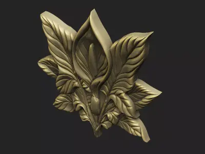medal cnc carving sculpture art organic nature aesthetic wood  3D print model