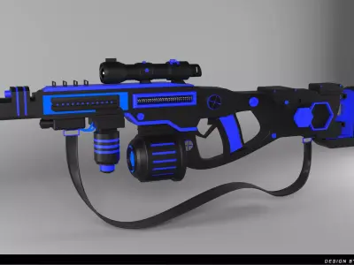 sci-fi gun 3d model Low-poly 3D model