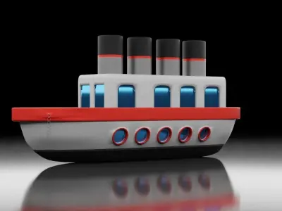 Cartoon Ship Low-poly 3D model purchase