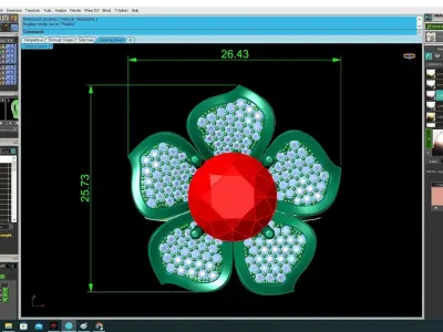 Elegant Five Petal Flower Gemstone Ring 3538 3D print model