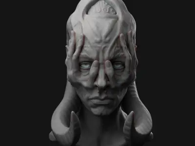 creature head sculpture 3D print model