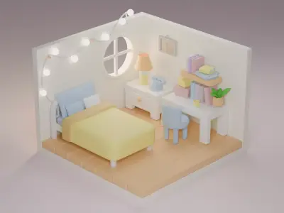 Cozy room - blender Low-poly 3D model Low-poly 3D model