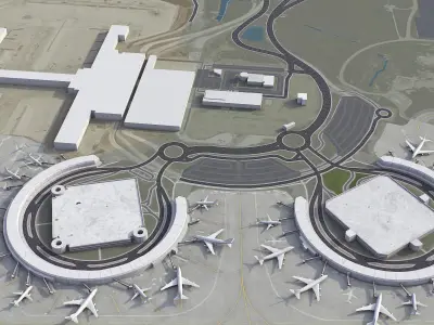 Kansas City Airport Low-poly 3D model