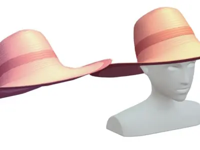 Cartoon High Poly Subdivision Panama Hat Head Wear Headwear Low-poly 3D model