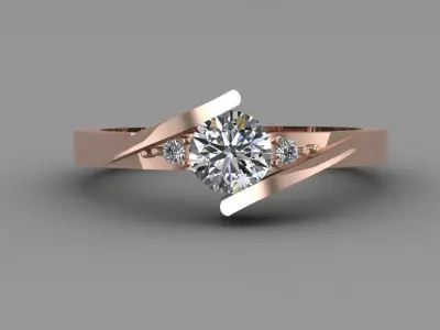 Rose Gold Women Diamond Ring 3D print model 3D print model 32