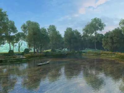 Nature River Park Scene 3D 3D model