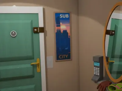  3d stylized cartoon corridor Low-poly 3D model